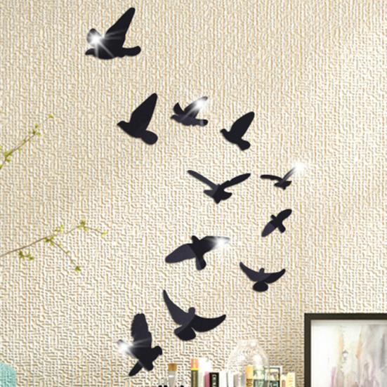 11Pcs/Set Wall Sticker Wide Application Convenient Acrylic Bird Vivid 3D Wall Decorative Sticker for Home