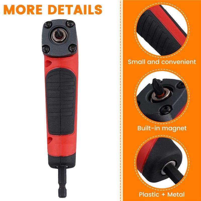 AAAF 90 Degree Right Angle Drilling Shank Extension Adapter 1/4 Inch Magnetic Screwdriver Hex Drill Socket Holder Wrench Tool