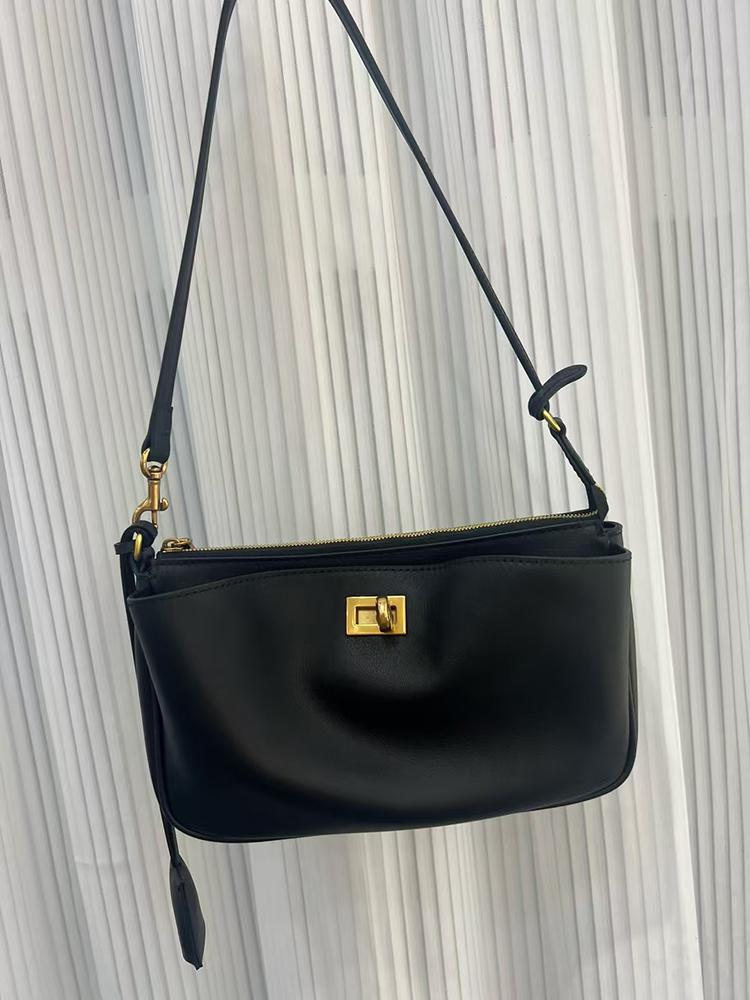 Spring  Luxury Brand Rodeo Women Shoulder Bags Fashion Black Leather Handbags Women Gold Buckle Underarm Bags Women
