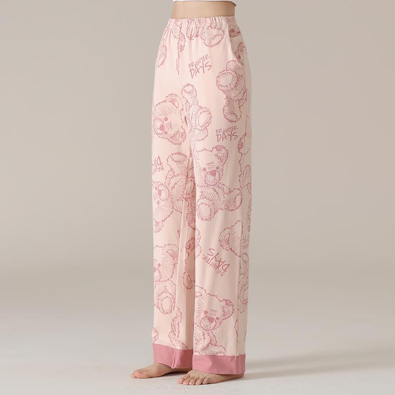 Damen High Waist Graue Baumwoll-Pyjamahose - Übergröße, Leichtgewicht, Gerades Bein, Vielseitig für Zuhause oder Outdoor