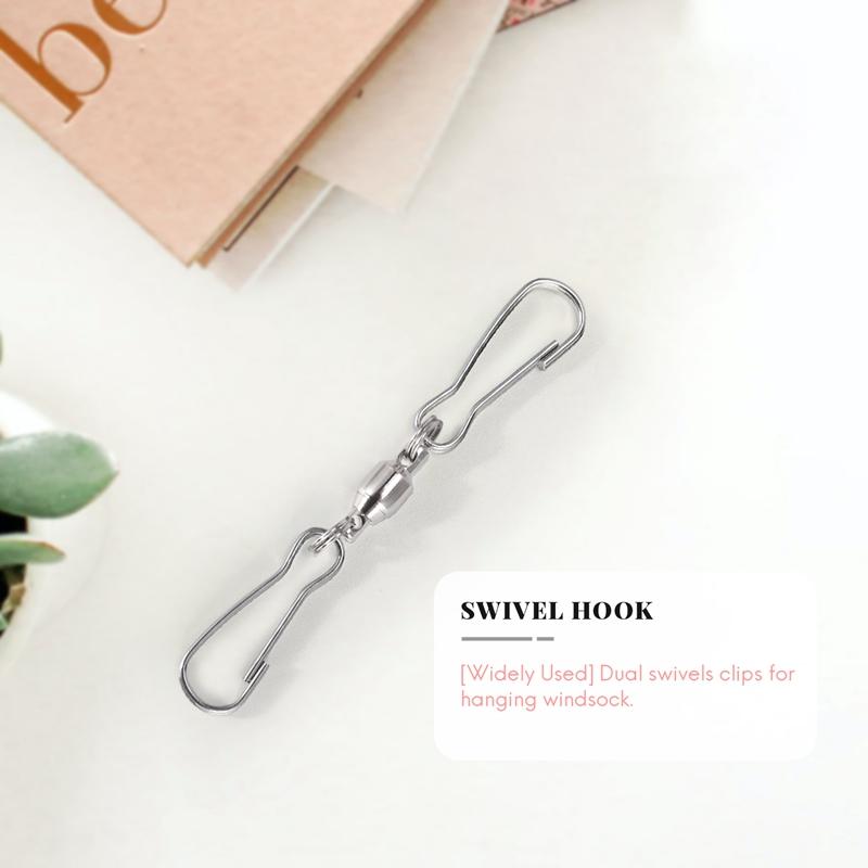 Set 8 Cârlige Duble Rotative cu Clip pentru Spirale de Vânt, Manșoane de Vânt, Hrănitoare pentru Păsări, Clopoței de Vânt, Spirale de Cristal pentru Petrecere