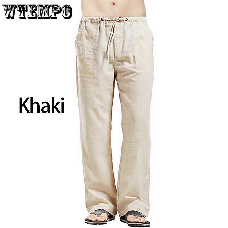 Men's Autumn Streetwear Elastic Waists Trousers Loose Pants Straight Party Pants Linen Plus Size
