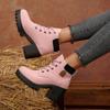 2025 New Short Heel Elegant Women's Lace-up Non-Slip Ankle Boots