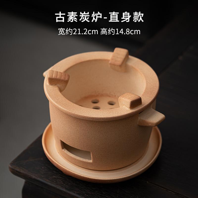 

Винтажная глиняная глиняная угольная печь, грубая керамическая грелка, чайник, чайник для чая, чайник для угольной печи