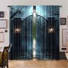 2Pcs Horror House Curtain Moon Halloween Historical Gate Gothic Candles Wall Lamp For Living Room Bedroom Dining Room