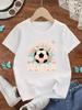 Girls Short Sleeve T Shirt Just A Girl With Goals Soccer Tropical Leaf Print Crew Neck Kids Summer Casual Sports Tee Top