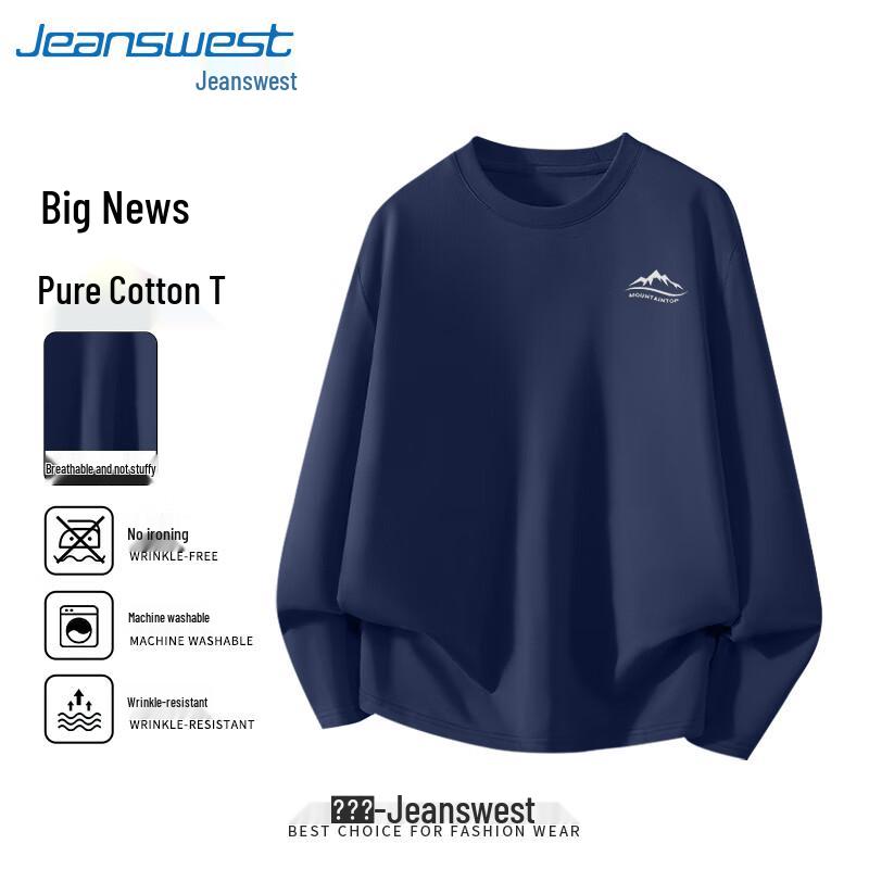 Jeanswest Men s Heavy Cotton Crew Neck Long-Sleeve Tee 2XL