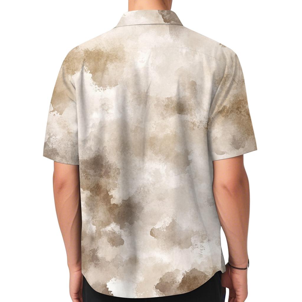Men's Fashion Loose Tie-Dye Printed Short Sleeve Beach Shirt