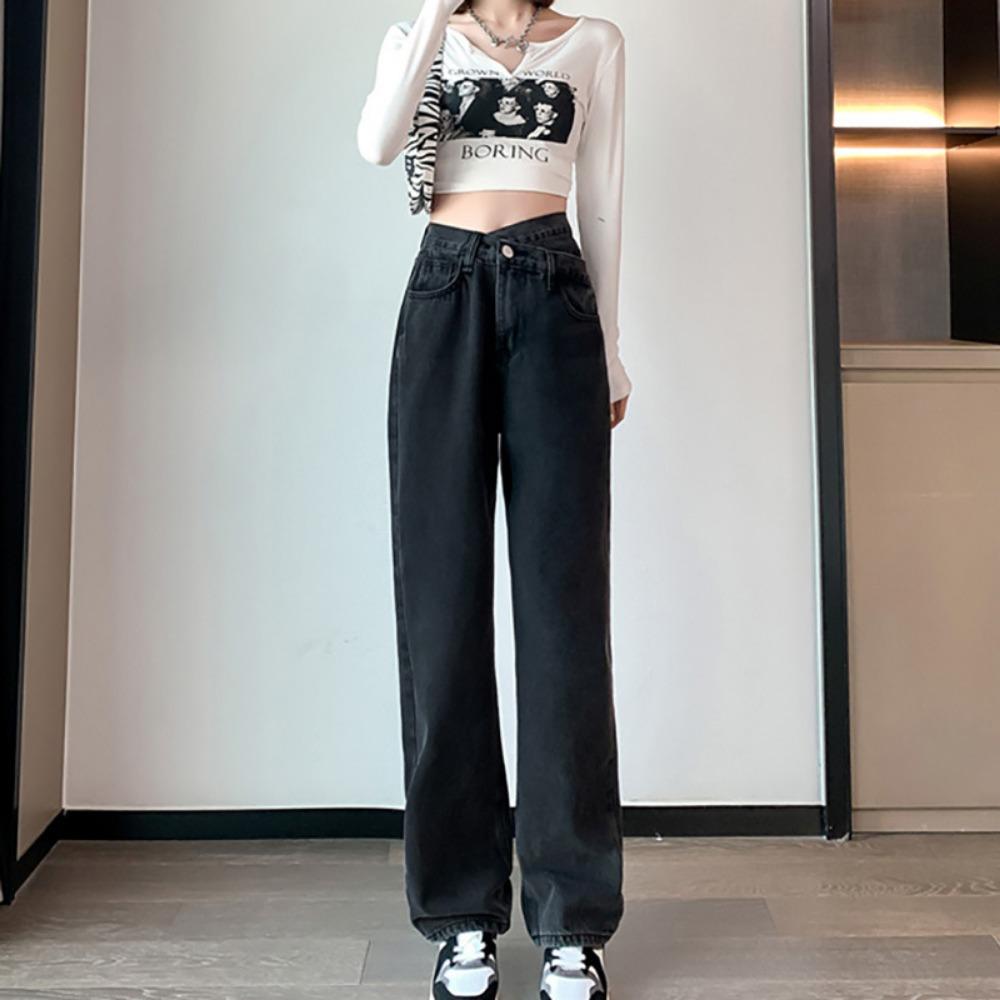 

Джинсы прямого кроя с высокой посадкой, драпировкой, свободного кроя, нишевые, новые весенне-летние, подметающие пол, универсальные брюки с широкими штанинами, тренд 2XL