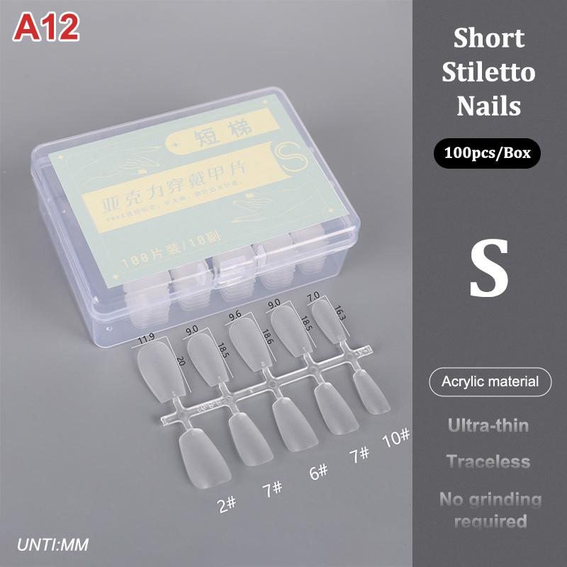 100Pcs/Box Matte Fake Nails No Polishing Press On False Nails Medium Short Design High Matt Soft Gel Nail Tips For Extension