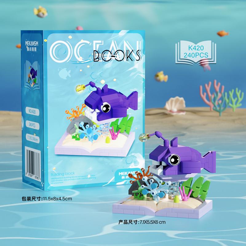 Ocean World Children's Building Blocks Creative Killer Whale Crab Assembly Educational Toy Gift Desktop Ornaments
