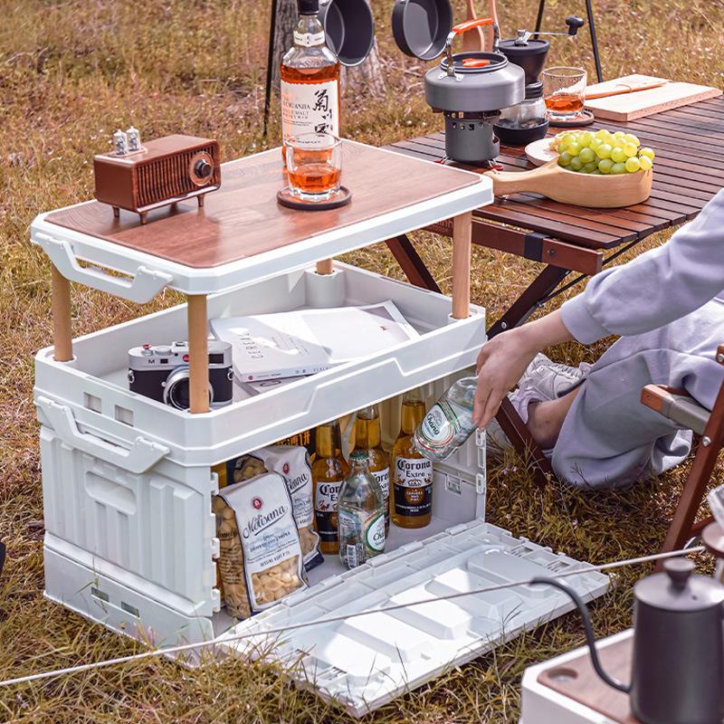 Outdoor Camping Storage Box With Raised Top, Large Capacity Picnic Folding Storage Box, Car Backup Organizer