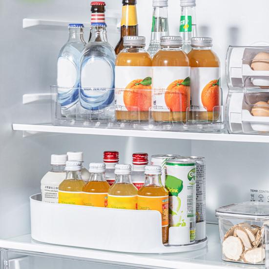 Fridge Storage Box Spice Rack 360-Degree Rotatable Design Large Capacity Transparent Turntable