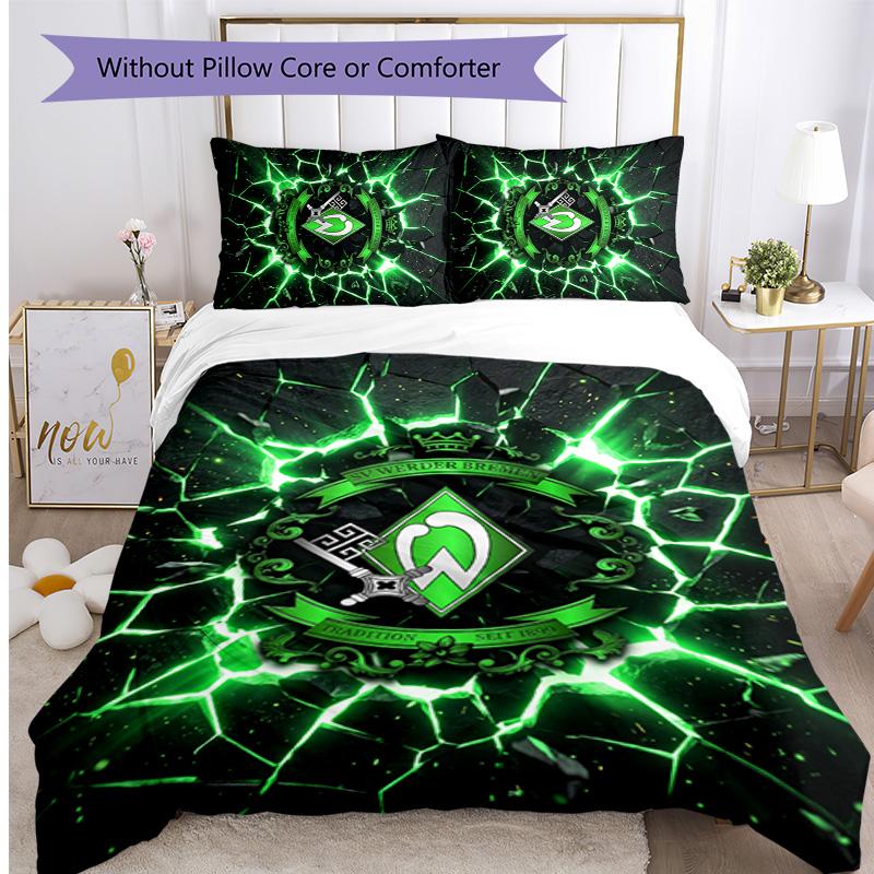 Set Lenzuola 3 Pezzi Stampato Werder Bremen, Comodo Set Copripiumino per Camera da Letto Amico della Pelle