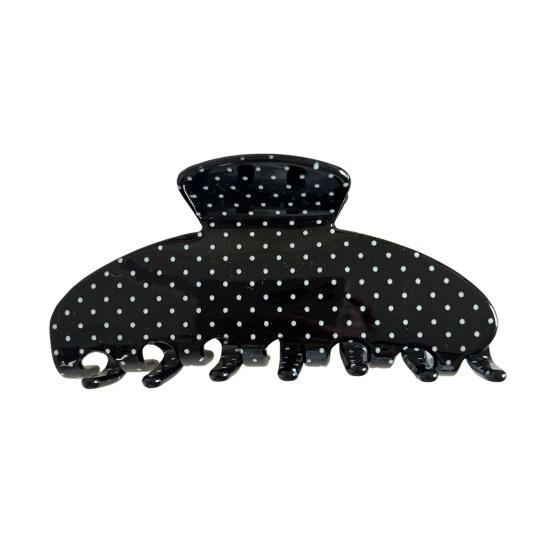 

French Retro Polka Dot Hair Claw Clip Large Size Hair Clasp for Thick And Medium Hair Fashion Hair Accessory чёрный