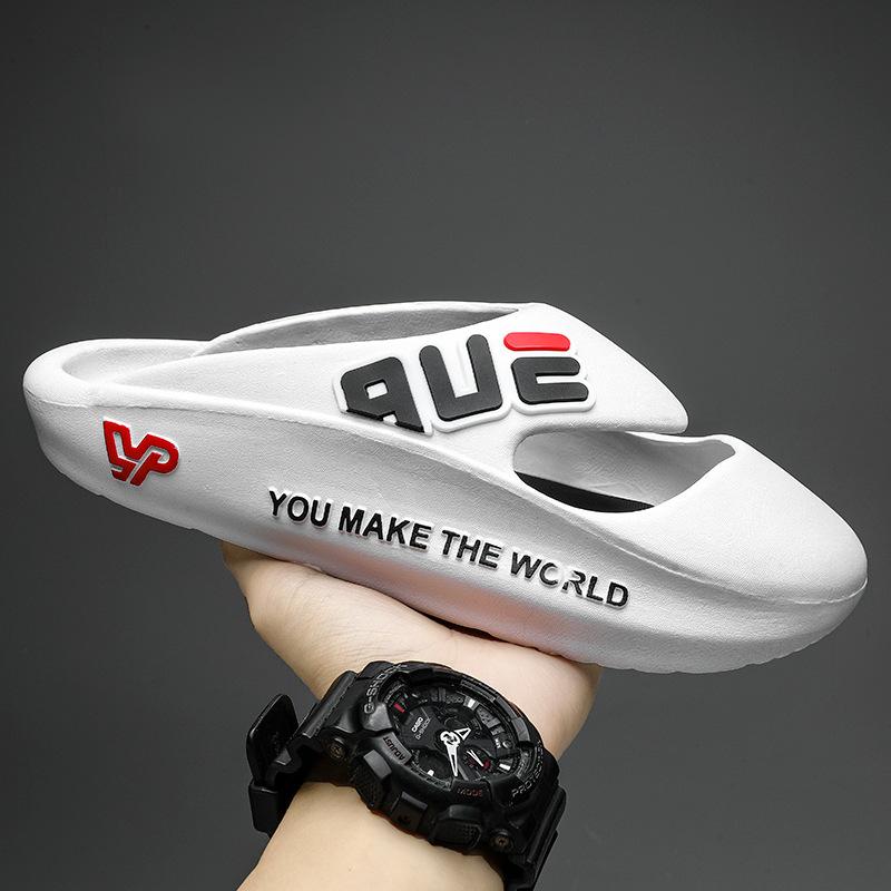 

Летняя мужская односложная обувь 2025 года, новая верхняя одежда, нескользящие сандалии с мягкой подошвой для подростков, с эффектом мешка на голове 40