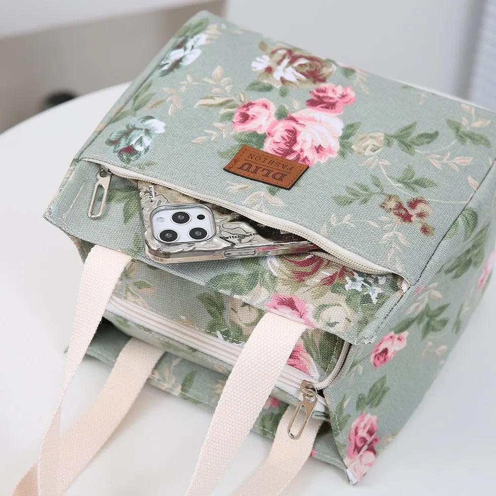 WTEMPO Large Capacity Insulated Handbags Hand-carried Lunch Bag for Work Oil-proof Lunch Box Bag Mommy Zipper Bags