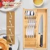 Expandable Drawer Tray Cutlery Organizer Kitchen Silverware Utensil Flatware Cutlery Spoons Knives Bamboo Storage Tray
