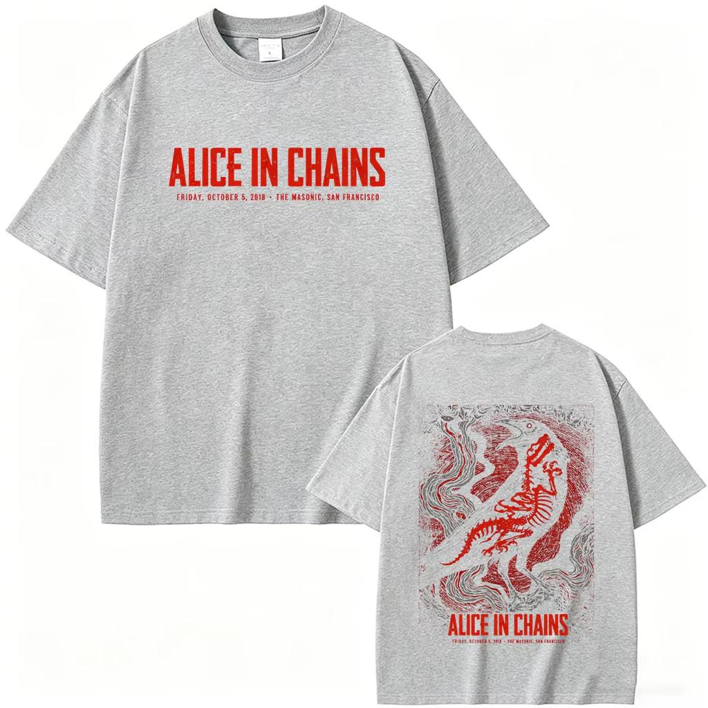 Hot Rock Band Alice In Chains Tshirt Summer Male Casual Soft Cotton T Shirts Unisex Unisex Clothing Gothic Punk Tees Streetwear
