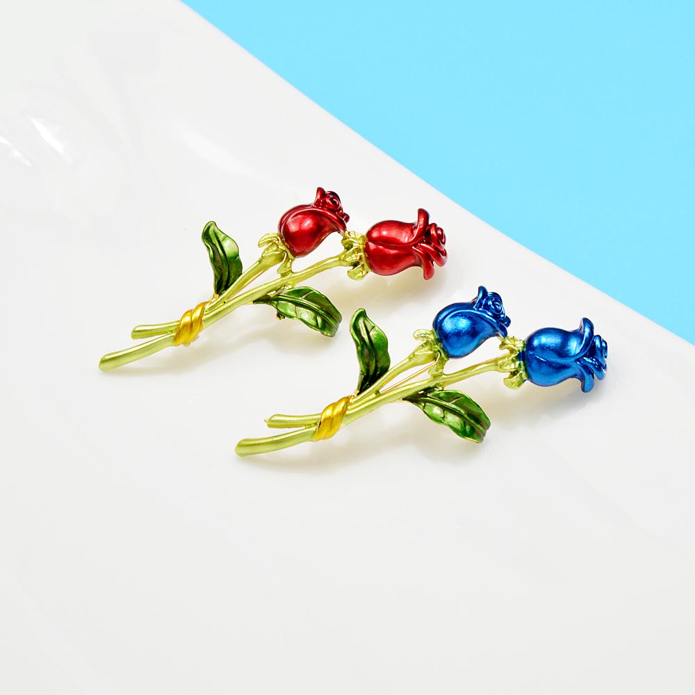 Enamel Rose Flower Brooches For Women Trendy Alloy Material Cheap Jewelry Wedding Pin 2 Colors Available Gift