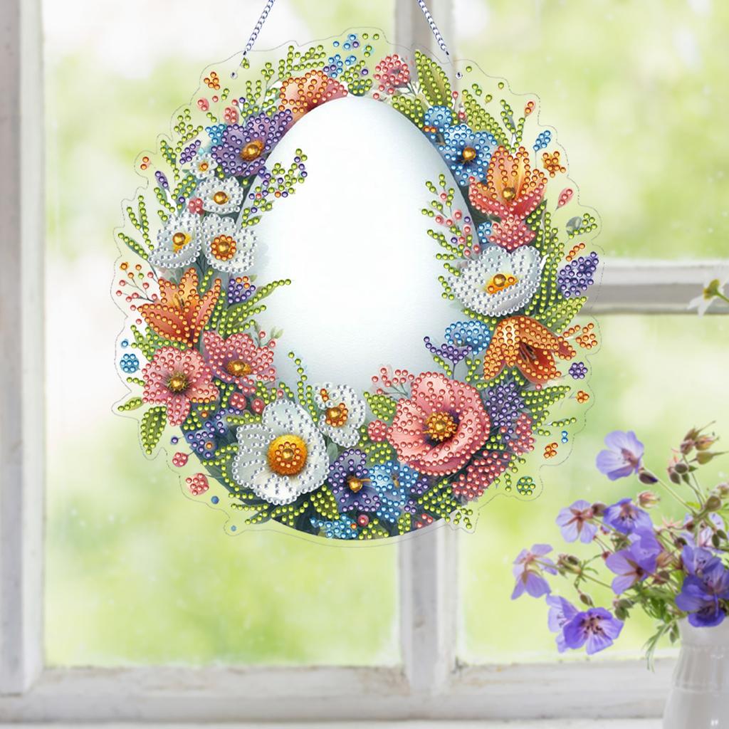 Osterblume 2D Flach DIY Diamantmalerei Kits Acryl Runde Bohrer Diamant Anhänger für Erwachsene Geschenk Hauswand oder Fenster Dekoration