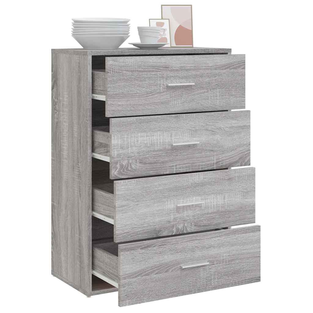 Vidaxl Chest of Drawers, Sonoma Oak Grey, 60X31X84 Cm, Wood-Based Material