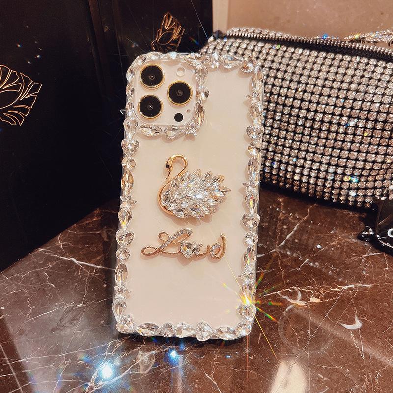 Applicable To Apple 17 Mobile Phone Case Transparent Protective Case Iphone14promax Silicone 16 Diamond Set Luxury 13 Women 15
