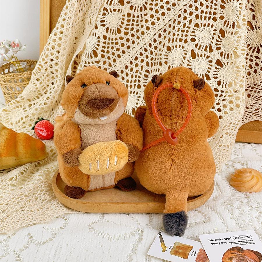 Cartoon Cheese Marmot Doll Plush Toy Hamburger Bread Little Mouse Food Doll Bag Hanging Gift