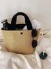 [Uroi] Women's Straw Basket Bag, Handbag, Spring, Summer, Autumn, with Lining, No Drawstring Bag, Lightweight, Woven Bag, Summer Bag, Perfect for