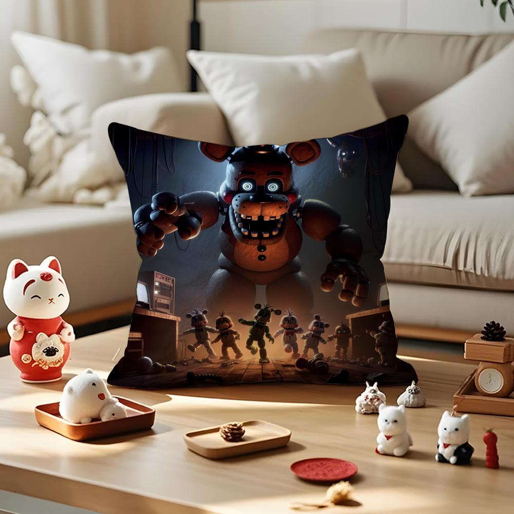 Movie Five N-Nights At F-Freddys2 Cushion Cover Anti-dustmite Pillowcase Invisible Zipper Silky Short Plush Sofa Cushion Cover