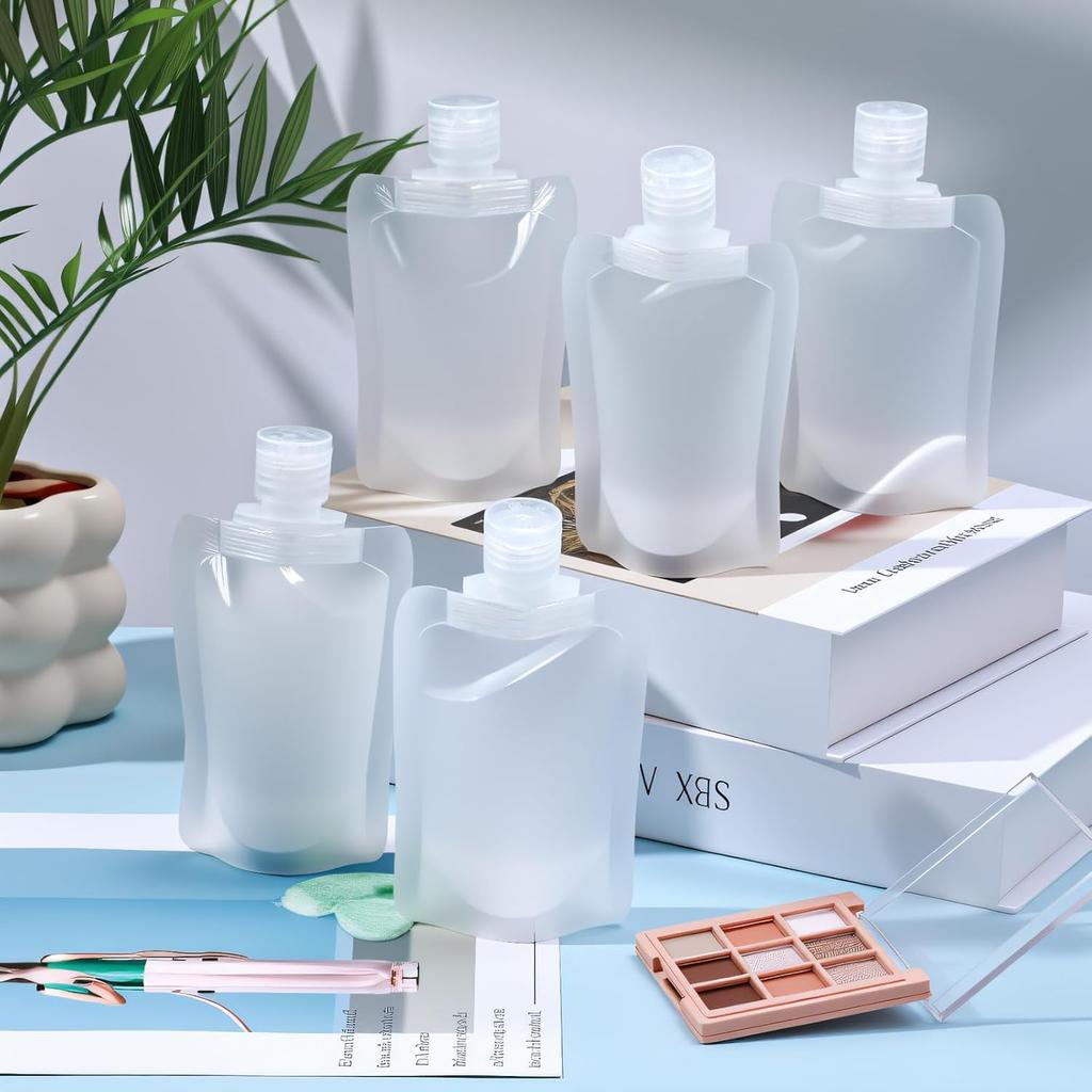 5/10pcs Reusable Travel Liquid Pouch, 50ml Soft Bottle Saves Space, Easy Fill & Leak Proof for Toiletries, Eco-Friendly
