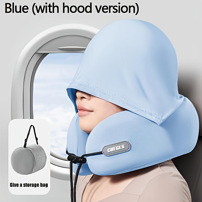 Adjustable U-Shaped Neck Pillow 1pc Hooded Synthetic Fiber Hand Washable Multiple Colors for Car Travel Outdoor Use 100% Filling Comfort Fit