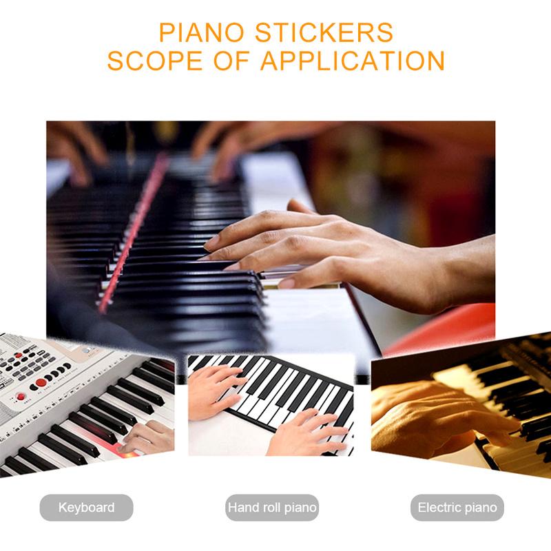 Colourful Transparent Piano Keyboards Sticker Removable Piano Stickers 49/61/76/88 Key Stave Note Sticker Symbol for Beginners