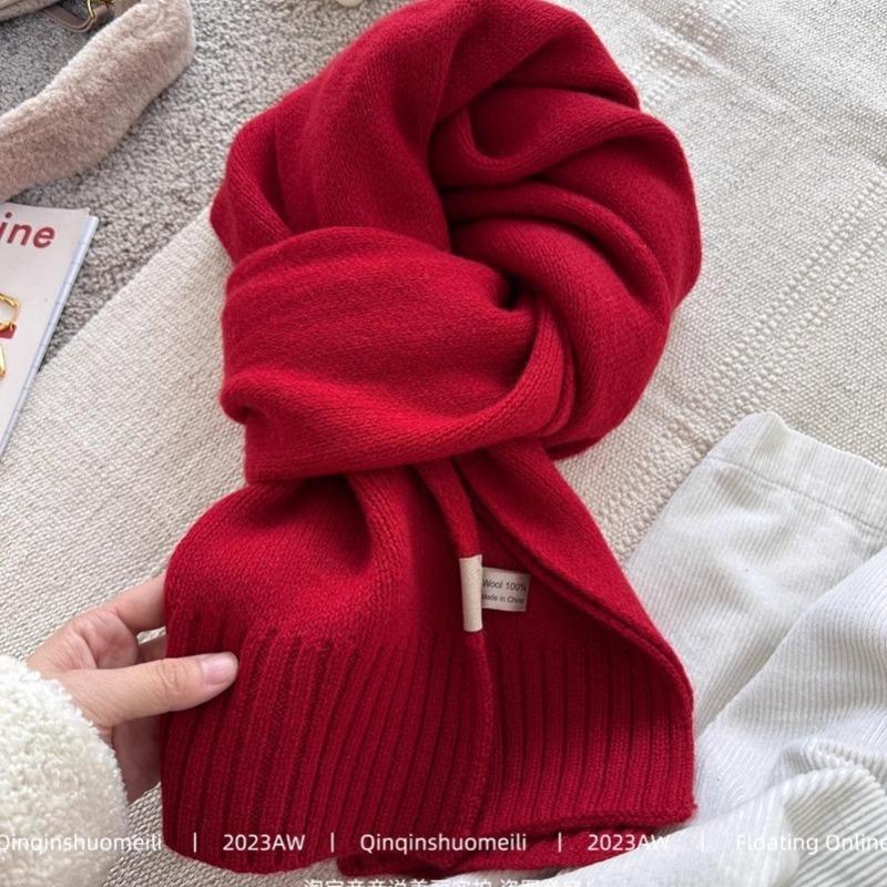 New red little lucky christmas red hat pure wool scarf gloves cold-resistant outdoor warm scarf