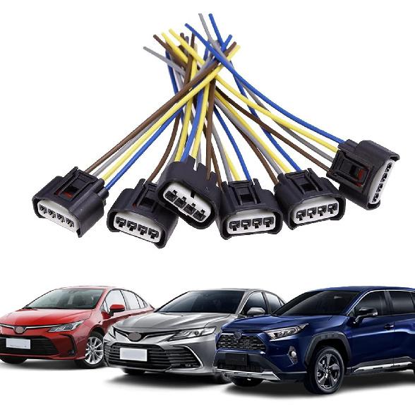6 шт. Разъем катушки зажигания 4-контактный жгут RAV4 90980-11885 Замена для Toyota Lexus Camry (черный)