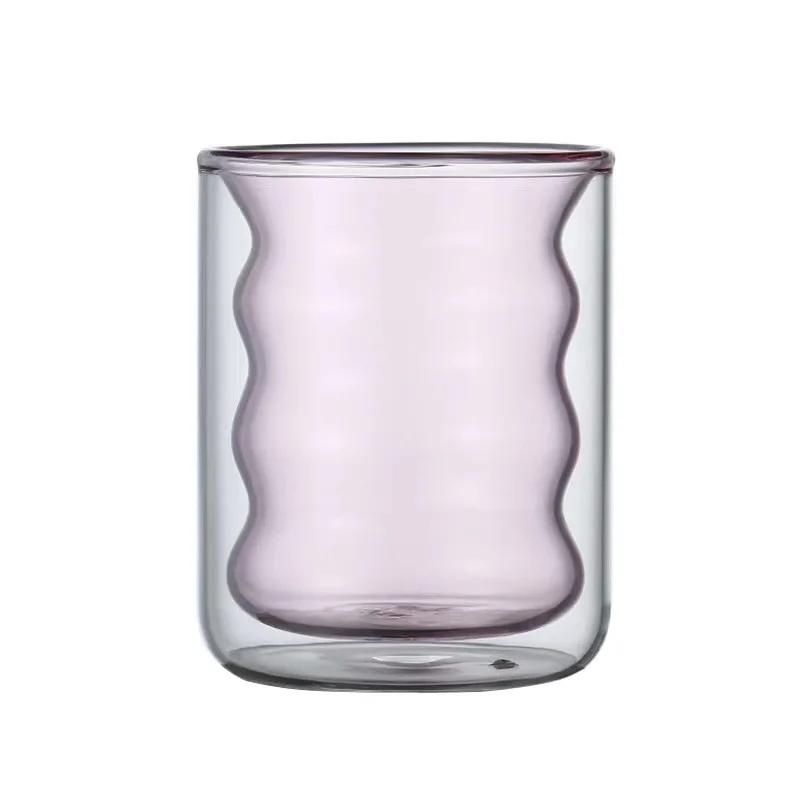 Create Wave Shape Glass Cup Water Bottle Heat-resistant Beer Drinkware Tea Mug Coffee Juice Milk Tea Home Cafe Drinkware Gift