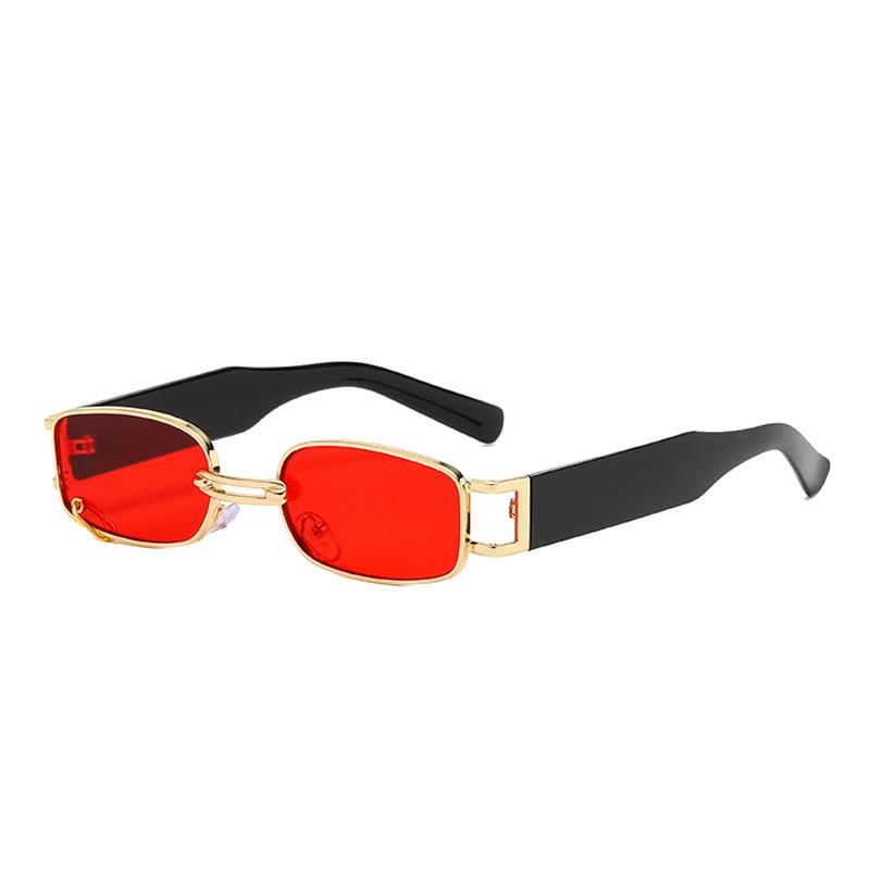 SHAUNA Ins Popular Fashion Small Rectangle Women Luxury Sunglasses Vintage Metal Ring Decoration Men Punk Sun Glasses UV400