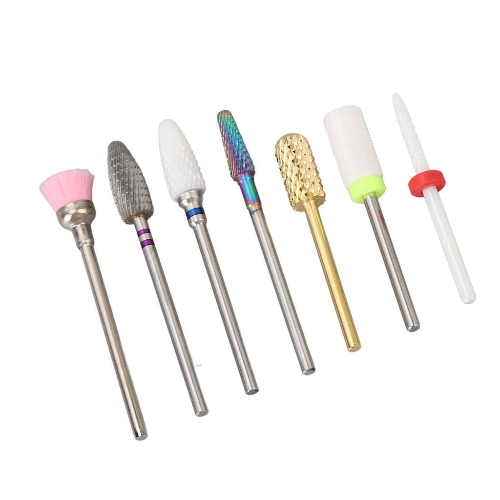 7pcs Nail Drill Bits Kit Tungsten Carbide Portable Grinding Heads Manicure Tools with Storage Box