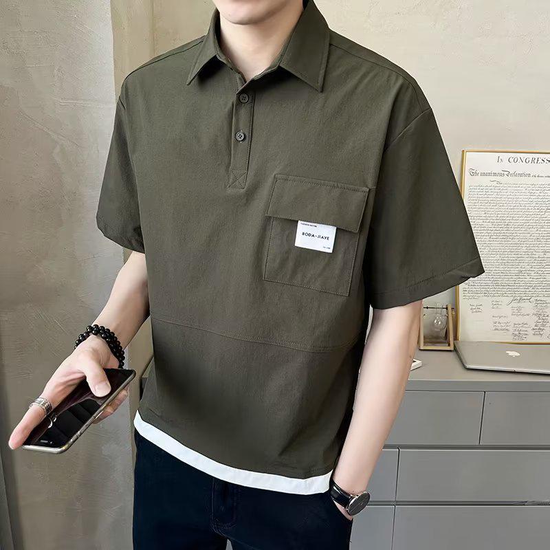 Stylish Men's Summer Polo Shirt - Loose Fit, Trendy Hong Kong and Korean-Inspired Design, All-Match Short-Sleeve Top