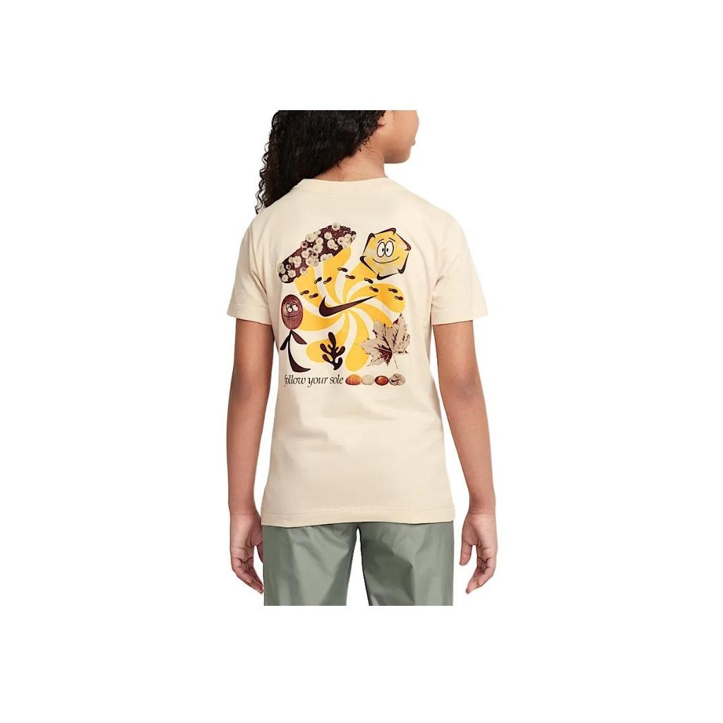 Nike Sportswear Soft Comfortable Versatile Short Sleeve T-Shirt Kids Tops Sand-White HQ3234-126