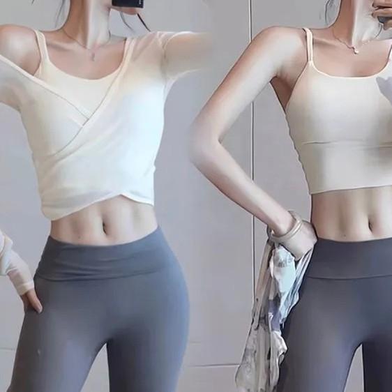 Yoga Clothes Women's Tops 1011 Spring Pilates Training Blouse Fitness Long-sleeved Sports Two-piece Set High Elastic Quick Drying