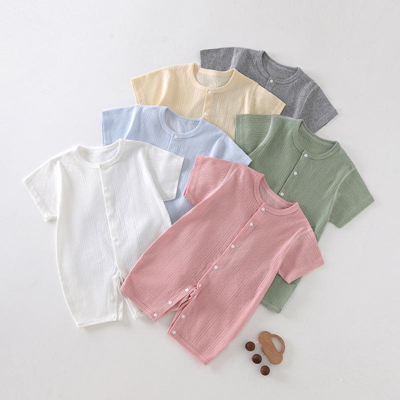 Newborn Summer Breathable Short Sleeve Bodysuit Pajamas for Boys & Girls