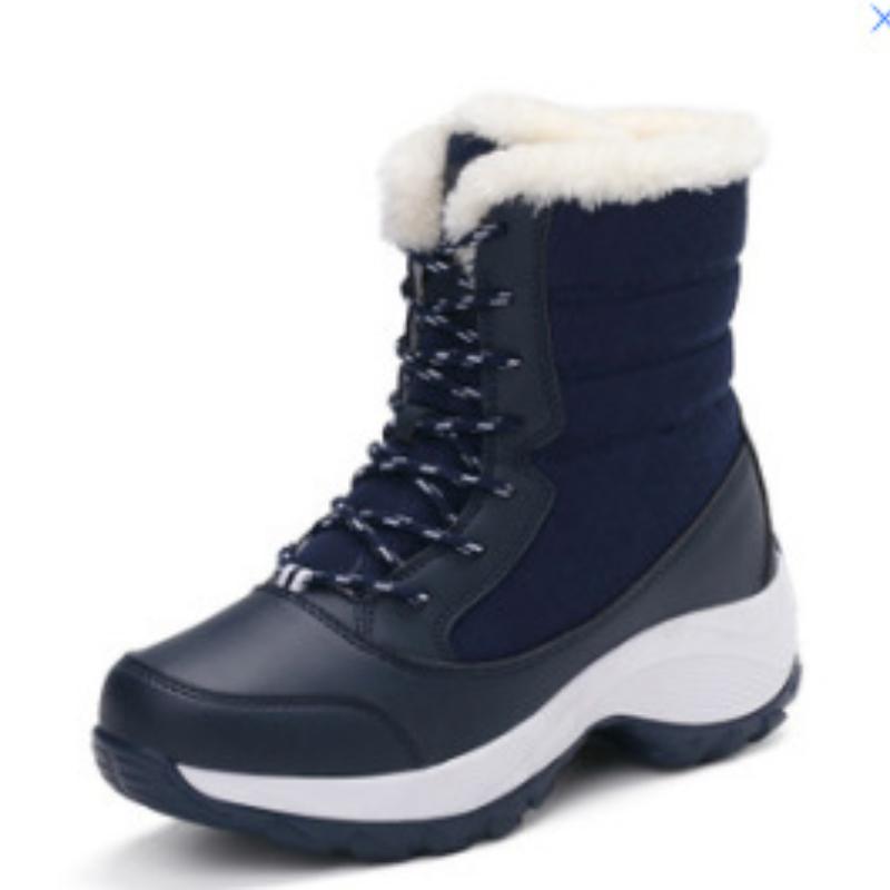 Outdoor Fashion Winter High-top Women's Shoes, Student Lace-up Mid-tube Snow Boots, Women's Cotton Shoes