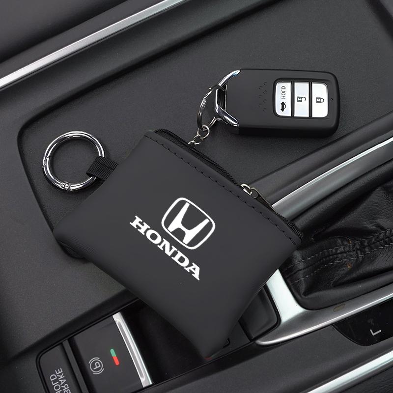 

Car Leather Key Case Keychain Mini Storage Bag Auto Accessories For Honda civic accord fit jazz CRV odyssey passport Insight ZRV чёрный