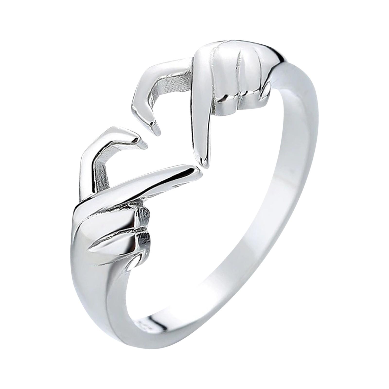 

Кольцо «Любовный жест» в стиле ретро, ​​европейское и ручное украшение, подарки для женщин, день рождения, годовщина One Size серебряный