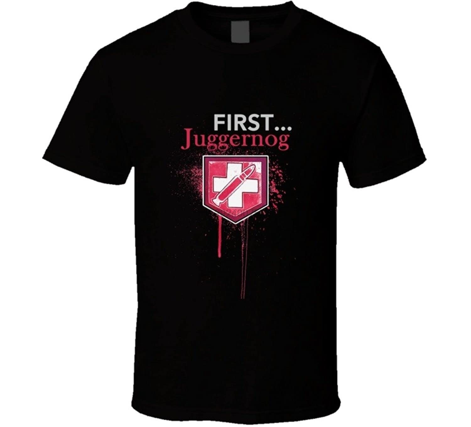 100% Cotton First Juggernog Coll of Duty Zombies Video Gome Mens T Shirt L чёрный