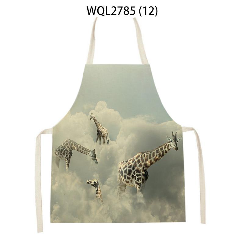 1pcs Nature Ocean Scenery Animal Print Apron Men and Women Kitchen Baking Baking Accessories Bib Antifouling Apron