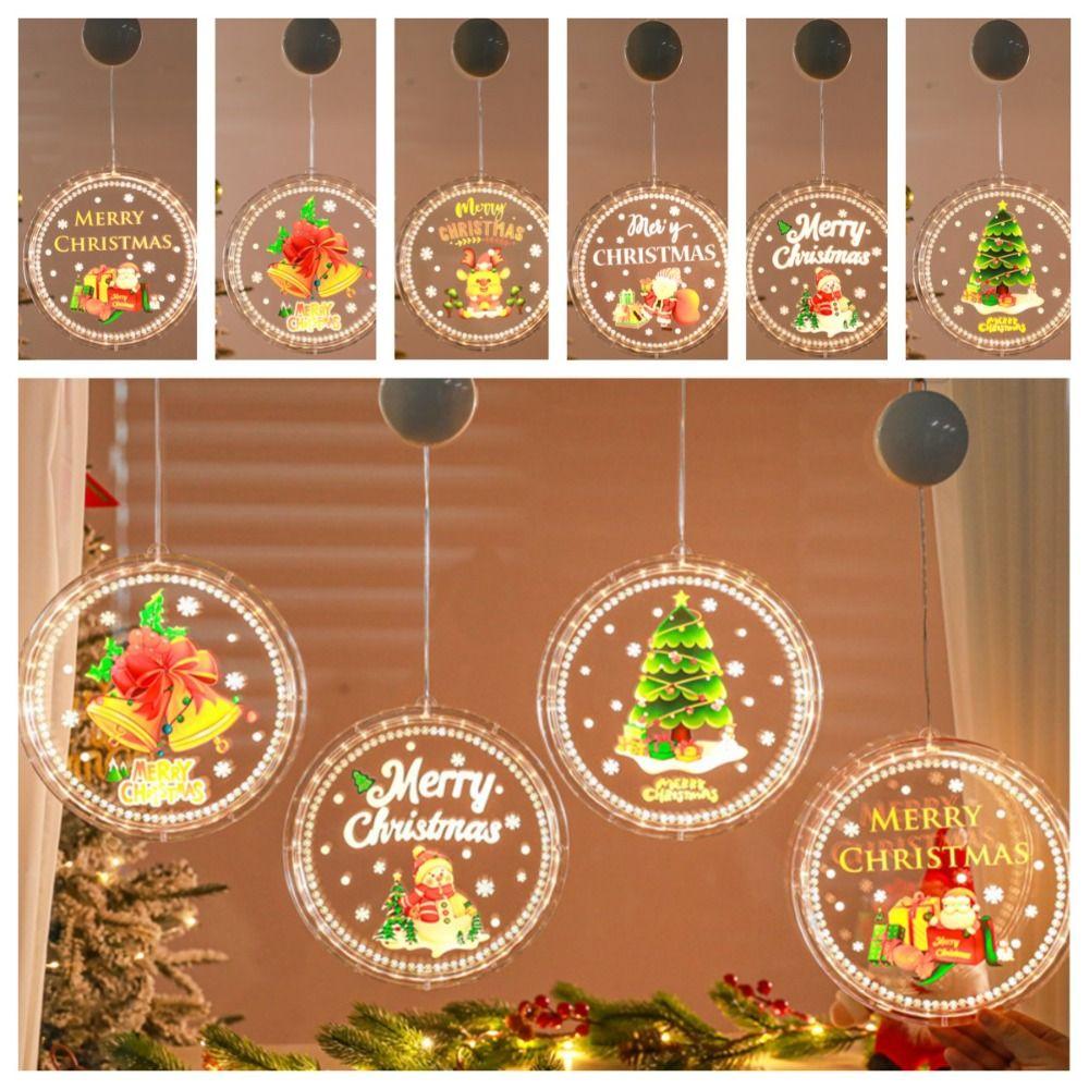 Hanging Window Suction Cup Lamp Snowflake Christmas Window Lights  New Year