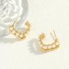 Golden Pearl Square Hoop Earrings for Women Elegant Stainless Steel Jewelry Gift