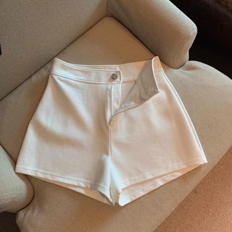 

High Waist Slim Fit Short Pants Women s Plus Size Shorts Black White Thin Summer Fashionable A- Line Elastic 5XL білий
